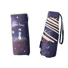 Load image into Gallery viewer, Sun Protection Uv Protection Black Plastic Small Prince Five Fold Umbrella Mini Sun Umbrella Sunny Rain Dual Umbrella