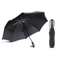 Load image into Gallery viewer, Srong Windproof Automatic 3Folding Umbrella Rain Women 8Ribs Aluminum Alloy Umbrellas For Men Business Dark Grid Handle Paraguas